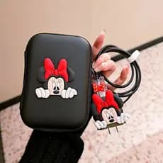 6 Pçs/Set Conjunto Protetor De Cabo E Saco De Armazenamento Dos Desenhos Animados Minnie Mickey Enrolador Compatível Par