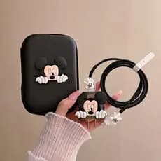 Protetor De Cabo Compatível Com iPhone/iPad 18W/20W Carregador Caso 3D Dos Desenhos Animados Mickey Gerenciamento Telefo