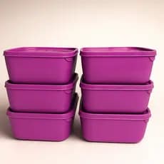 Kit 6 Potes Quadrado com Tampa | Marmita Fitness | Freezer e Micro-ondas