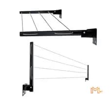 VARAL REFORÇADO RETRÁTIL DE PAREDE  PRETO – KIT COMPLETO + CABOS DE AÇO