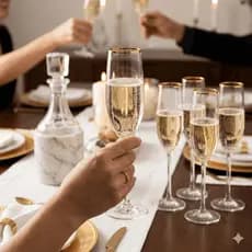 Kit 6 Taças De Champagne Espumante Versalhes Gold 170ml Vidro Transparente Com Borda Dourada