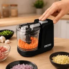 Mini Processador Triturador Elétrico 200W 220V 350ml Com 2 Lâminas Para Legumes Frutas Temperos E Alimentos