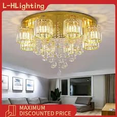 Luminária de teto dourada redonda para quarto lustre de cristal para sala de estar luminária de teto para sala de jantar