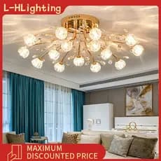 Luminária Teto Cristal Lustre Moderno para Sala Home Decoração Iluminação Elegante