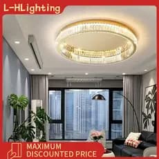 Lustre de cristal para sala de estar luxuosa, lustre de LED para quarto, luminária para sala de jantar