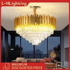 Lustre de cristal para quarto, luminária nórdica de luxo para sala de estar e jantar