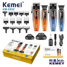 Kit Máquina de Cortar Cabelo + Máquina de Acabamento Elétrica Recarregável Pro Kemei KM-8552