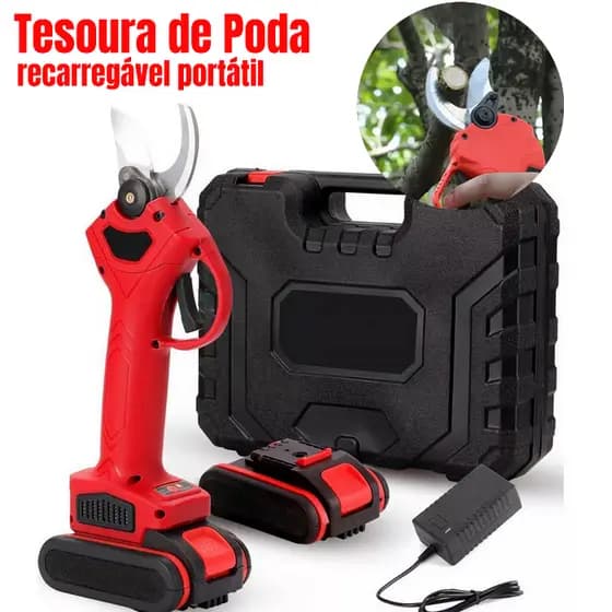 Tesoura Elétrica Profissional Para Árvores Recarregável Portátil Baterias 48V