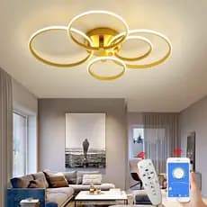 Lâmpadas de teto LED de ouro de 3/4/5 anel.decoração home moderna da iluminação, dispositivo elétrico claro dimmable