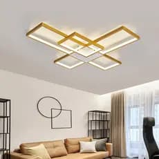 Luminária de teto LED dourada, 78cm de comprimento * 70cm de largura, luz ajustável para sala de estar e quarto
