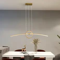 Luminária de LED moderna dimmável de 100CM preta/dourada para sala de jantar, cozinha e decoração doméstica