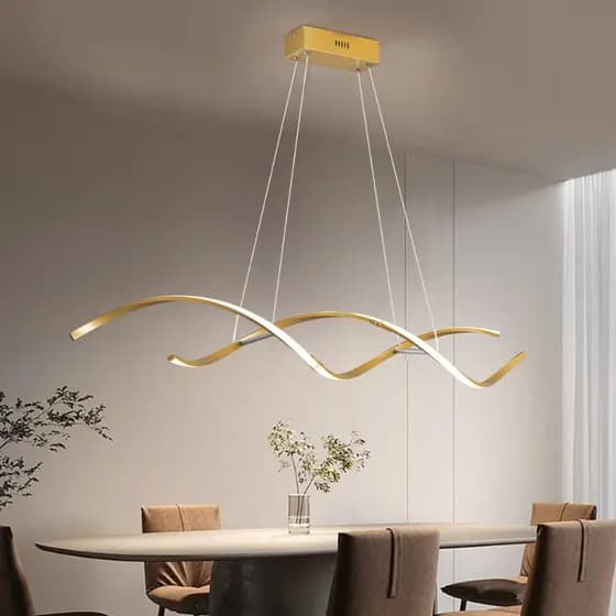 Lustre Moderno de LED Preto/Dourado 120cm Decoração para Casa Lâmpada de 3 Luzes Luminária para Cozinha e Sala de Jantar