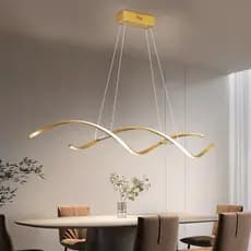 Lustre Moderno de LED Preto/Dourado 120cm Decoração para Casa Lâmpada de 3 Luzes Luminária para Cozinha e Sala de Jantar