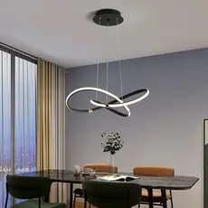 Lustres LED Modernos Dimáveis 54cm Preto/Dourado Luminárias Pendentes para Quarto, Sala de Jantar, Cozinha - Luminária