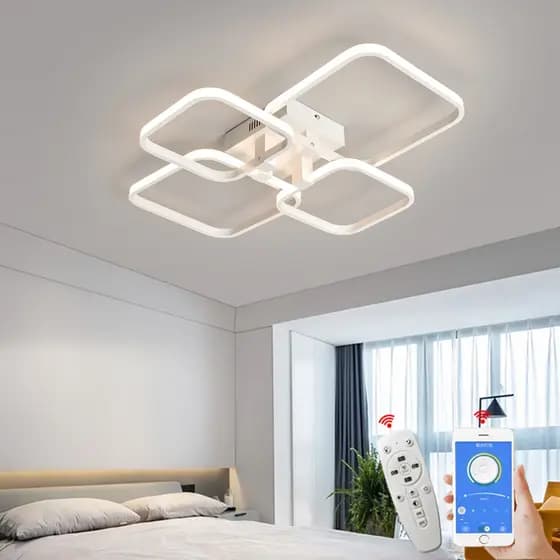 3. Luzes de teto LED modernas de cor clara para sala de cama de estar Cozinha ledLamp L58*W46CM luminária branca/preta