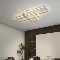 Lustre de LED Dourado/Preto para Sala de Estar e Quarto, Lâmpadas de Teto LED, Decoração de Casa, Luminária Interna