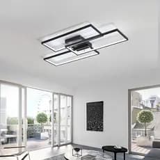 Luminárias de teto LED pretas, lâmpada moderna dimável. Iluminação decorativa para sala de estar e dormitório Alumínio