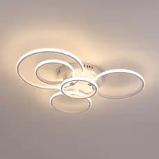 Luzes de teto LED brancas reguláveis, lâmpada de teto com 5 anéis para sala e quarto, decoração, luminárias modernas