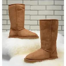 *UG*G Bota Cano Alto de Neve Feminina Couro Bovino Lã Cashmere Impermeável Quente para Inverno