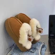 Botas de Neve Outono Inverno Austrália Elásticas Quentes Chinelos de Algodão Marrom EU35-45 #
