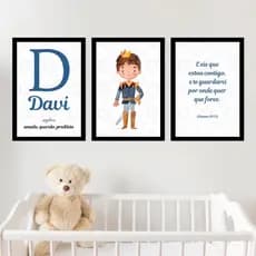 Quadros Decorativos 3 Peças Infantis Personalizados Nome Bebê Para Quarto Decoração Infantil
