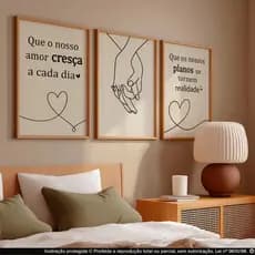 Quadros 3 Peças Decorativos Frases Motivacionais Casal Que o Nosso Amor Dure Cada dia Mais Sala Quarto Escritorio