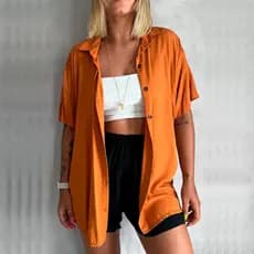 Camisa comprida Blusão feminina botões casual elegante