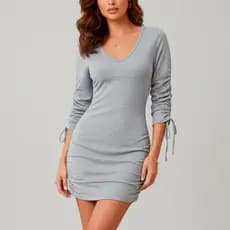 Vestido Moletinho Feminino Capuz manga Longa ajustável casual confortável Outono Inverno