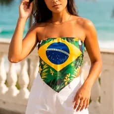 Cropped Faixa Brasil Feminino Tomara Que Caia Bandeira do Brasil Brasilcore