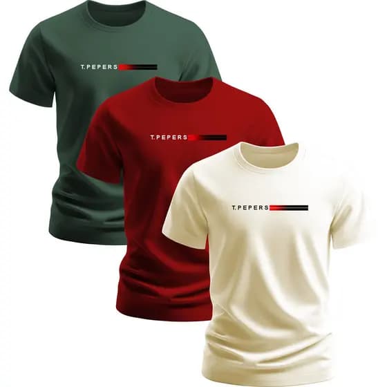 Kit 3 Camisetas Algodao  Masculina Top Original Camisa