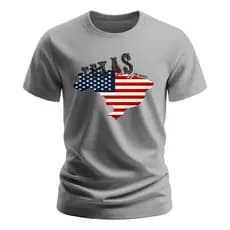 Camisetas Casual Unica Eua Texas Bandeira 100% Algodão