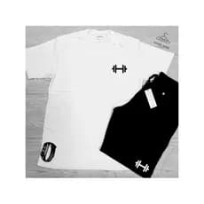 conjunto camiseta camisa manga curta algodão bermuda tactel estampa peso halter