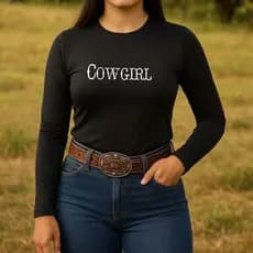 Camisa Uv Feminina Country Cowgirl Cavalgada Manga Longa Proteção Termica
