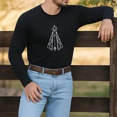 Camisa Uv Nossa Senhora Aparecida Manga Longa Proteção Termica Country Masculina
