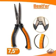 Alicate de Pesca Bico Longo Multiuso Camping 7,5"  Bestfer Aço Carbono Cabo Ergonômico