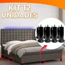 Kit Com 12 Pés Para Cama Box 12cm Com Parafuso Universal Queen King Baú
