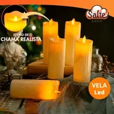 Kit Velas Led Derretida Com Movimento Eletrônica Com Pilha Lampada Decorativa Natal Eventos