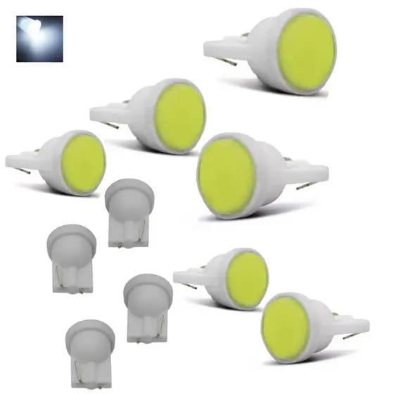 KIT 10 LAMPADA T10 COB LED W5W BRANCO 12V