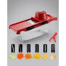 Mandoline 6 em 1 Cortador de Legumes e Frutas Ralador Multifuncional com Protetor de Mãos Inox