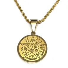 Colar Pingente Tetragrammaton Pentagrama Salomão Aço Inoxidável Barato Presente