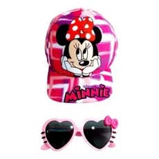 Kit Boné Infantil Minnie E Óculos De Sol Verão Meninas Unissex Barato