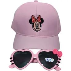 Kit Boné Infantil Minnie E Óculos De Sol Verão Meninas Unissex Barato