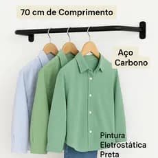 Arara Suporte de Roupas 70cm Reforçado - PRETO