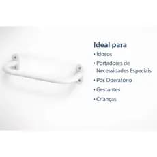 BARRA DE APOIO 40 CM EM AÇO BRANCO – MINI CORRIMÃO DE PAREDE / SUPORTE PARA APOIO