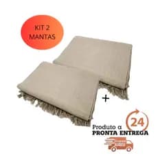 Kit 02 Mantas Decorativas Protetora de Sofá/Cama 2,10 100% Algodão Macio Resistente Envio Imediato