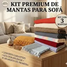 LEVE 3: Kit Mantas de Sofá Grande 100% Algodão 2,10m x 1,20m Algodão Macio Envio Imediato