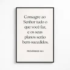 Quadro Decorativo Frase Bíblica Provérbios 16:3 Minimalista Cristão