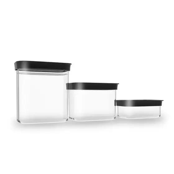 Kit Potes Herméticos Mantimentos Organizador Cozinha 3 Peças Modular Potes Herméticos 90 Kit 03 peças.