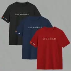 Kit 3 Camisetas Masculinas Los Angeles Fio 30.1 Camisa 100% Algodão Blusa Casual Confortável Varias Cores