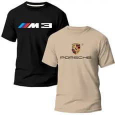 Kit 2 Camisas Camisetas Masculinas BMW M3 Porsche 100% Algodão  30.1 Premium